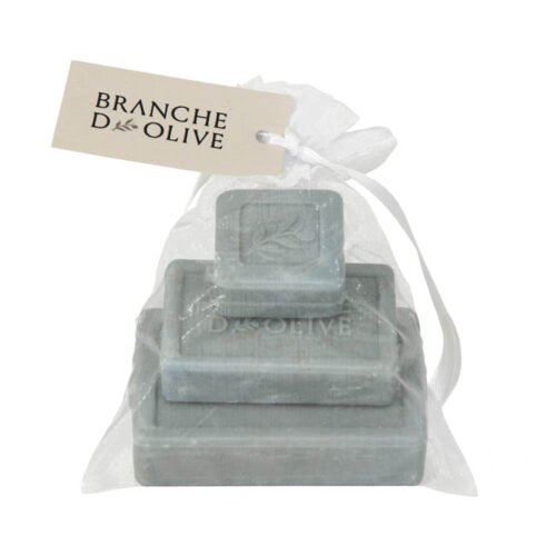 Branche d'Olive Cloud Soap Steps, three sizes of soap stepped on each other bagged and tagged.