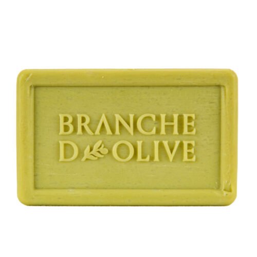 Branche d'Olive Garrigue luxury 100g soap from the front with branding