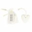 Branche d'Olive bagged and tagged scented ceramic heart shown beside an unbagged version set against a white background