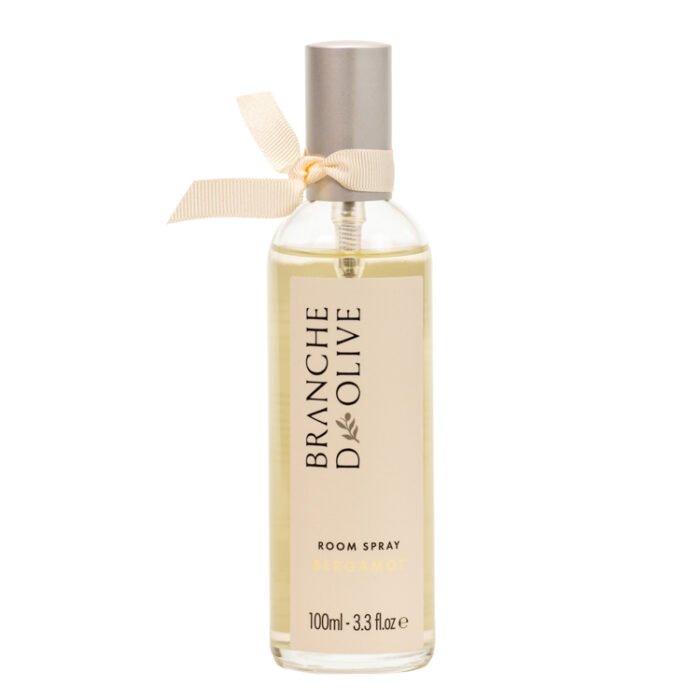 Branche d'Olive Bergamot scented Room Spray, glass bottled with ribboned lid