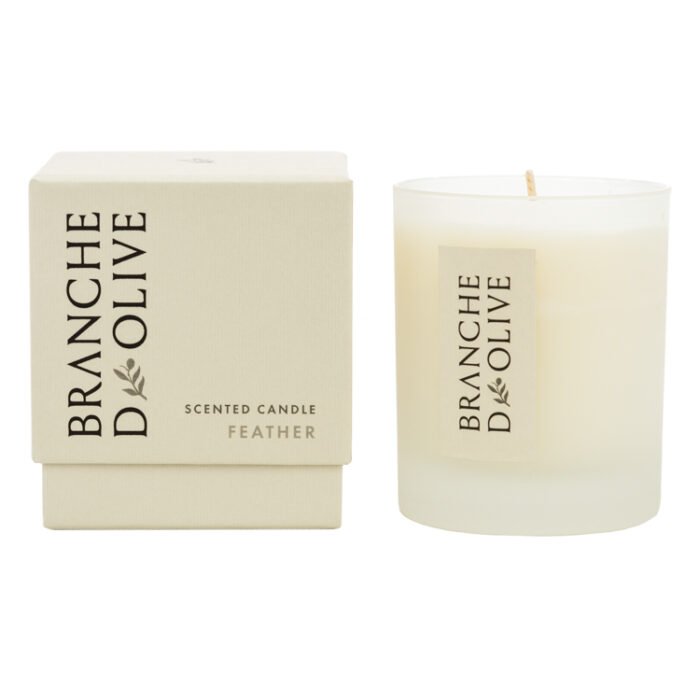 Branche d'Olive Feather Scented Candle and display box
