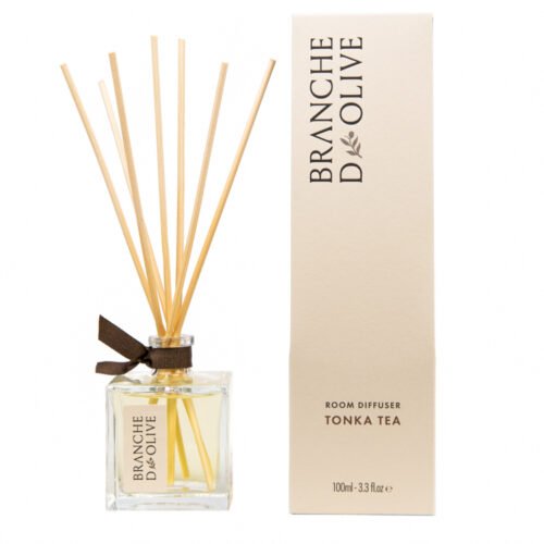 Branche d'Olive Tonka Tea scented Room Diffuser and display box