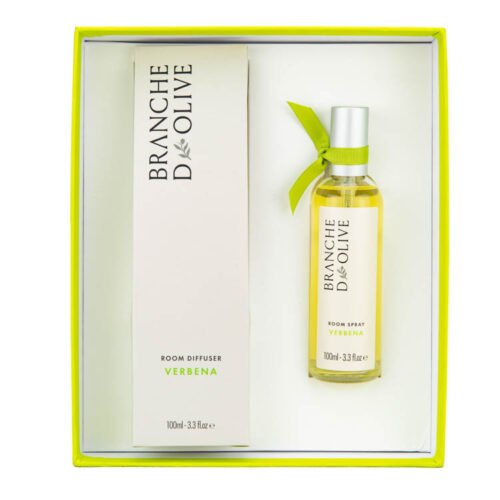 Branche d'Olive Verbena Room Diffuser and Verbena Room Spray Gift Box in Lime coloured box