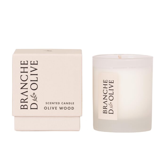 Soya wax candle in a glass jar with a box with lid.
